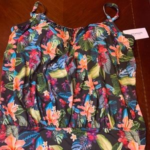 Size 22 blouson swimsuit with navy shorts